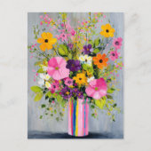 Textured Flowers in a Vase ポストカード (正面)