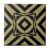 Textured Gold Geometric Chevron Pattern タイル (正面)