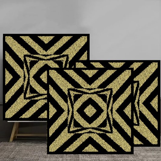 Textured Gold Geometric Chevron Pattern タイル