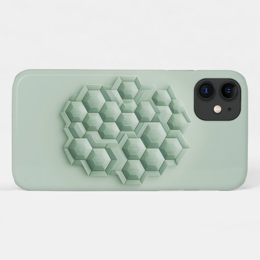Textured Hexagons, Geometric Phone Case, Mint Gree Case-Mate iPhoneケース (裏面(横))