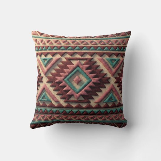Textured Modern Geometric Southwest Style  クッション (裏面)