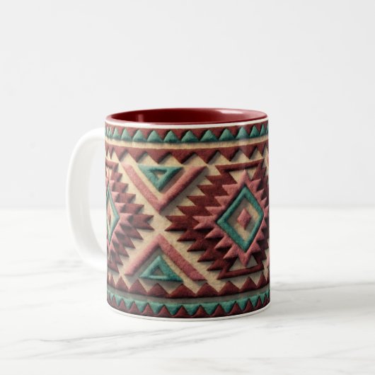 Textured Modern Geometric Southwest Style  ツートーンマグカップ (正面左)