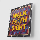 Textured Mosaic: Walk By Faith Not By Sight スクエア壁時計 (傾斜)