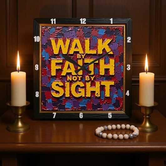 Textured Mosaic: Walk By Faith Not By Sight スクエア壁時計
