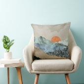 Textured Mountain Layers with Sunset Glow クッション (椅子)