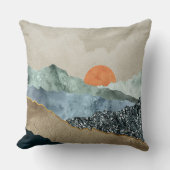 Textured Mountain Layers with Sunset Glow クッション (正面)