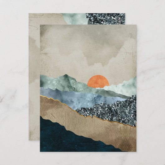 Textured Mountain Layers with Sunset Glow ポストカード (正面/裏面)
