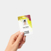 Textured Paint Employee Photo, Bar Code, Name バッジ (手持ち)