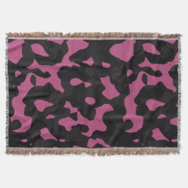  Textured pink and black camo abstract スローブランケット