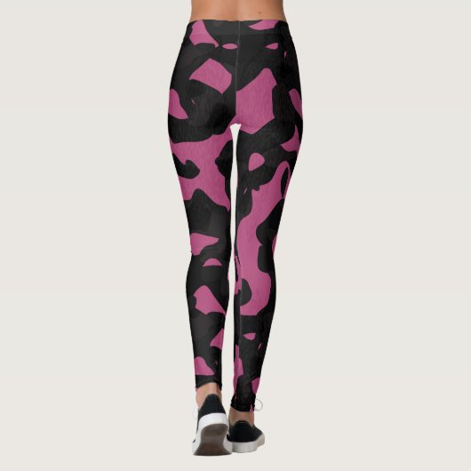 Textured pink and black camo abstract レギンス (裏面)