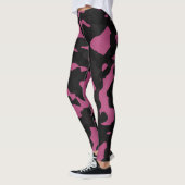 Textured pink and black camo abstract レギンス (左)