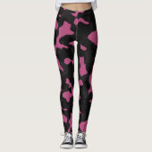 Textured pink and black camo abstract レギンス (正面)