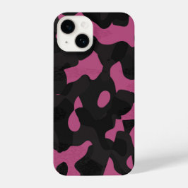  Textured pink and black camo abstract iPhone 14ケース