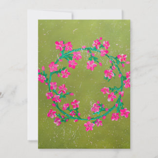 Textured Pink Flower Wreath Painting  シーズンカード