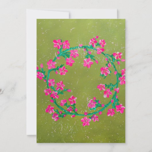 Textured Pink Flower Wreath Painting  シーズンカード (正面)