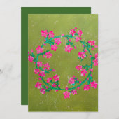 Textured Pink Flower Wreath Painting  シーズンカード (正面/裏面)
