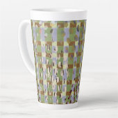 Textured Pointillism Grid Pattern Artwork カフェラテマグ (左アングル)
