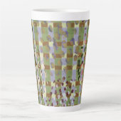 Textured Pointillism Grid Pattern Artwork カフェラテマグ (正面)