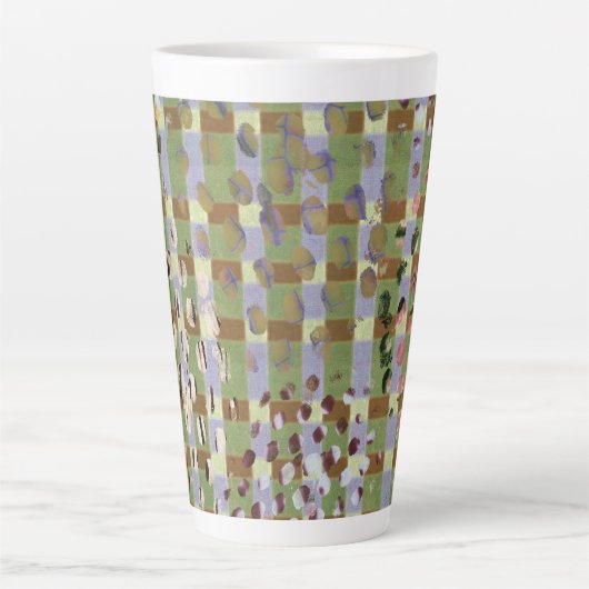 Textured Pointillism Grid Pattern Artwork カフェラテマグ (正面)