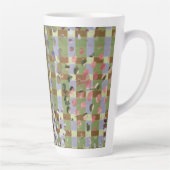 Textured Pointillism Grid Pattern Artwork カフェラテマグ (右)