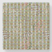 Textured Pointillism Grid Pattern Artwork ストーンコースター (正面)