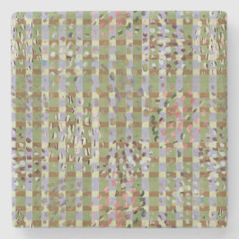 Textured Pointillism Grid Pattern Artwork ストーンコースター