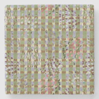 Textured Pointillism Grid Pattern Artwork ストーンコースター