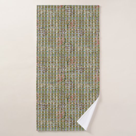 Textured Pointillism Grid Pattern Artwork バスタオル (バスタオル)