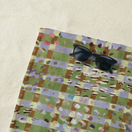 Textured Pointillism Grid Pattern Artwork ビーチタオル