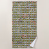 Textured Pointillism Grid Pattern Artwork ビーチタオル (正面)