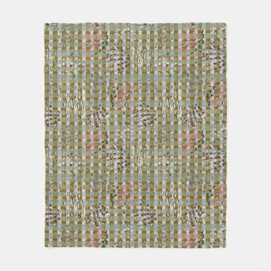 Textured Pointillism Grid Pattern Artwork フリースブランケット (正面)