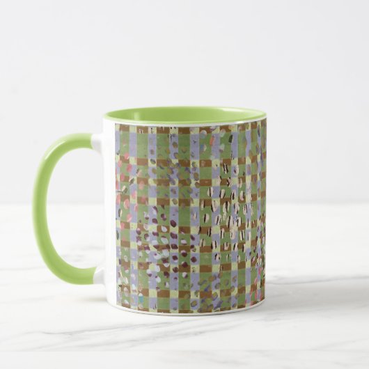 Textured Pointillism Grid Pattern Artwork マグカップ (左)