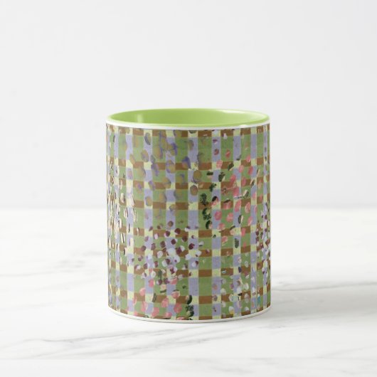 Textured Pointillism Grid Pattern Artwork マグカップ (中央)