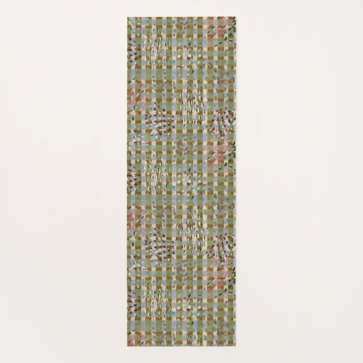 Textured Pointillism Grid Pattern Artwork ヨガマット (裏面)