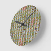 Textured Pointillism Grid Pattern Artwork ラウンド壁時計 (傾斜)