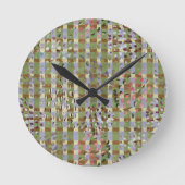 Textured Pointillism Grid Pattern Artwork ラウンド壁時計 (正面)