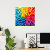 Textured Rainbow Swirl Art ポスター (ホームオフィス)