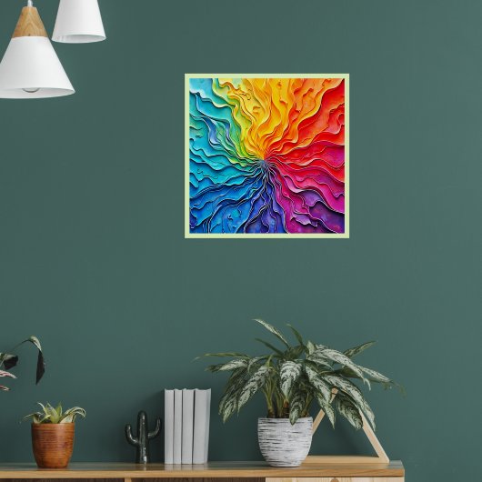 Textured Rainbow Swirl Art ポスター (リビング1)