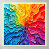 Textured Rainbow Swirl Art ポスター (正面)