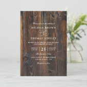 Textured Wood Rustic Country QR Code Wedding 招待状 (スタンド正面)