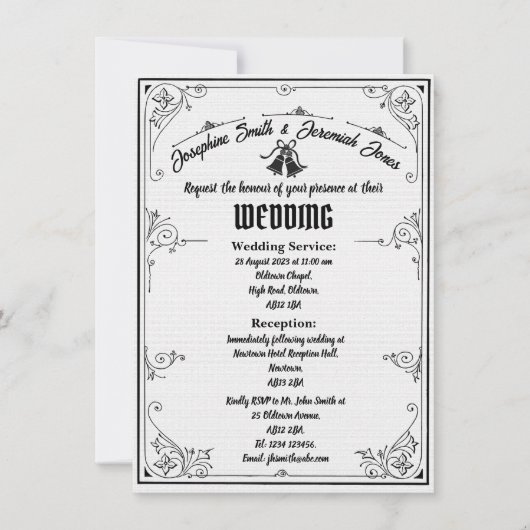 Textured's 結婚 Bells e Card招待状 招待状 (正面)