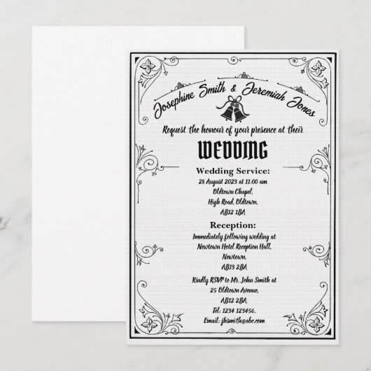 Textured's 結婚 Bells e Card招待状 招待状 (正面/裏面)