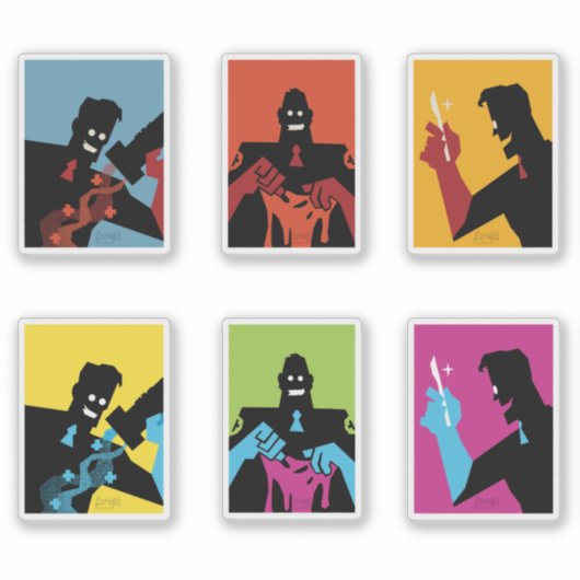 TF2 RED medic dual triptych sticker set シール (正面)