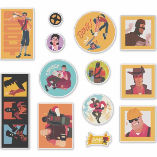 TF2 Red team mercenaries 12 sticker set シール (正面)