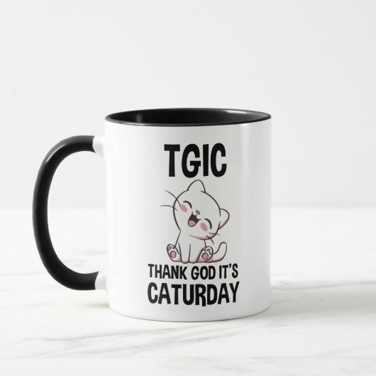 TGIC Thank God It's Caturday マグカップ (左)