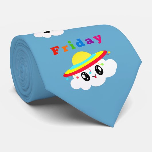 TGIF週おもしろい末の青い漫画の雲 ネクタイ (ロール)