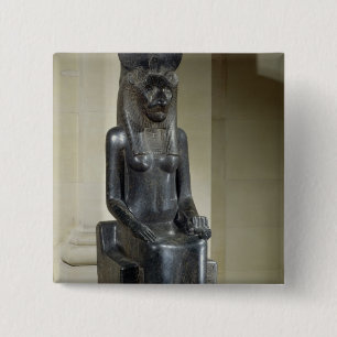 Thからのライオン頭の女神Sekhmetの彫像、 缶バッジ
