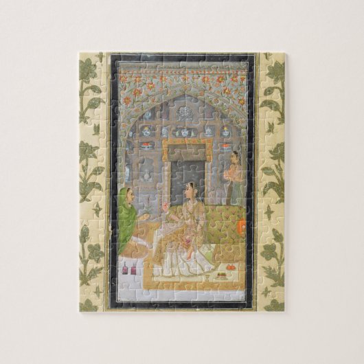 Thからの付き添い人が付いているパビリオンで、着席する女性 ジグソーパズル (縦)