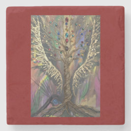 Th Divine Tree Of Life celestial wings and jewels  ストーンコースター