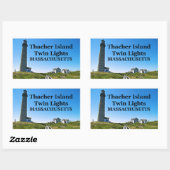 Thacher Island Twin Lights, Massachusettsスタンプ 長方形シール (シート)